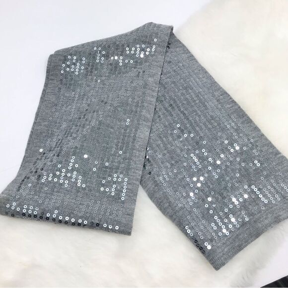 Disney Parks Authentic Gray Knit Silver Sequin Long Neck Scarf - Picture 5 of 11